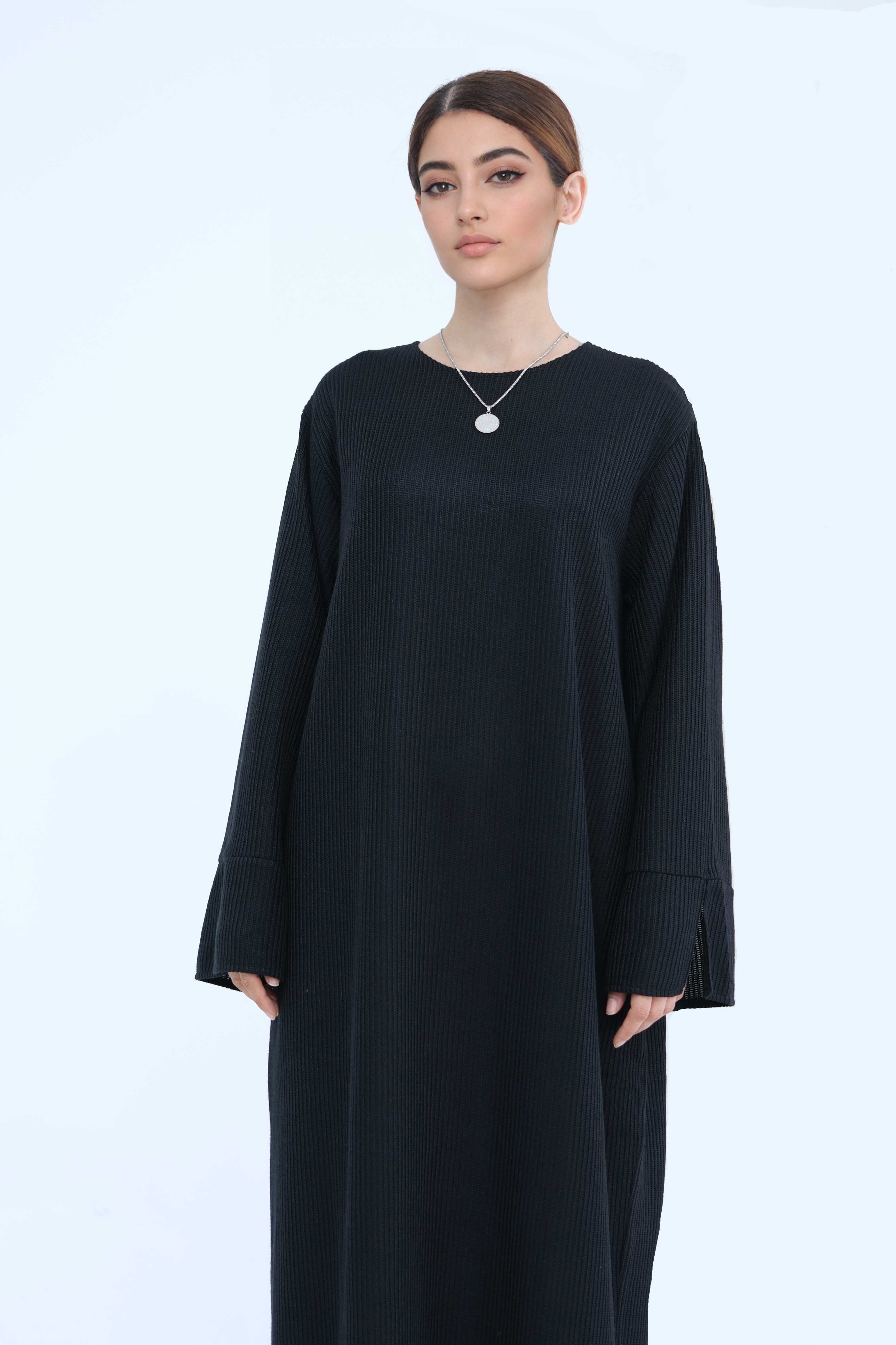 NOOR Knit Maxi Dress Abaya 912-Black