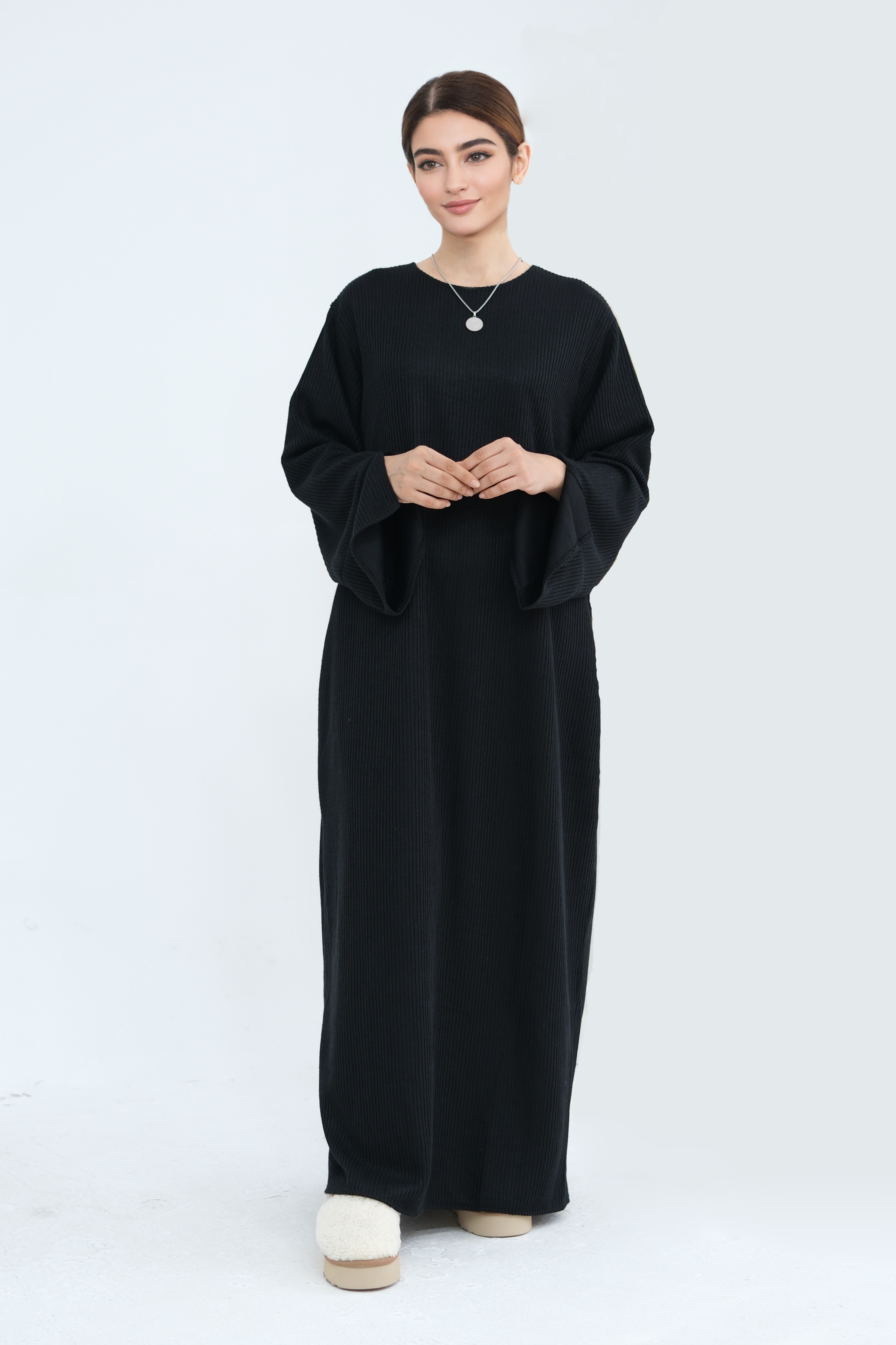 NOOR Knit Maxi Dress Abaya 912-Black