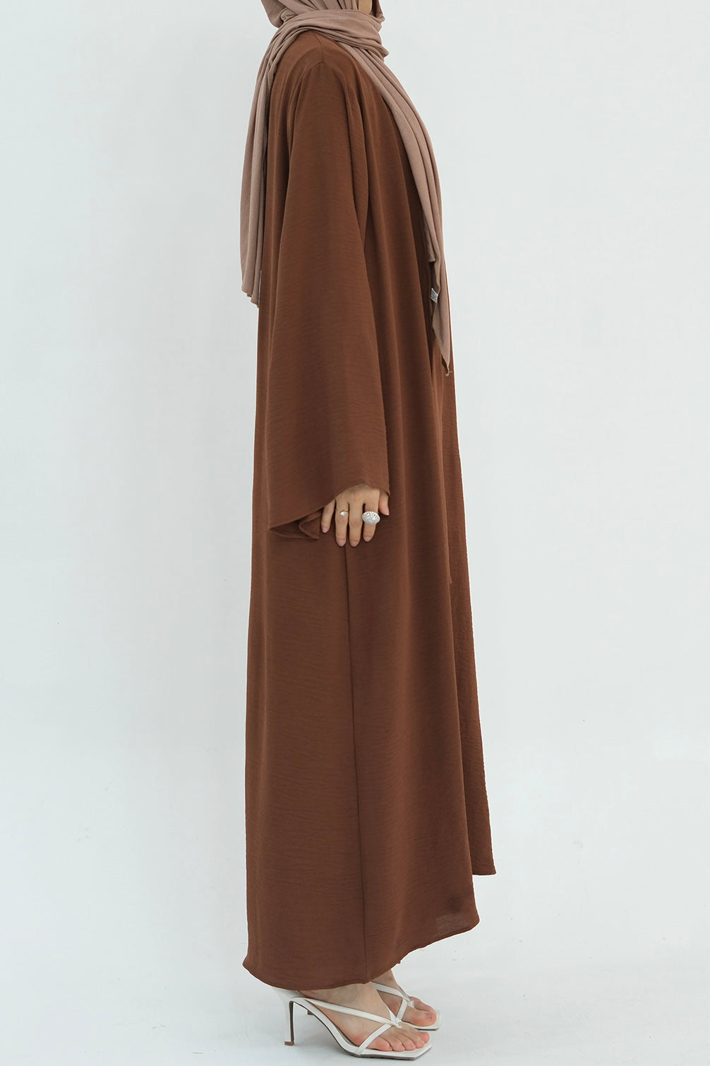 Sadia Stylish Casual Three-Piece Abaya Set 779-Coffee