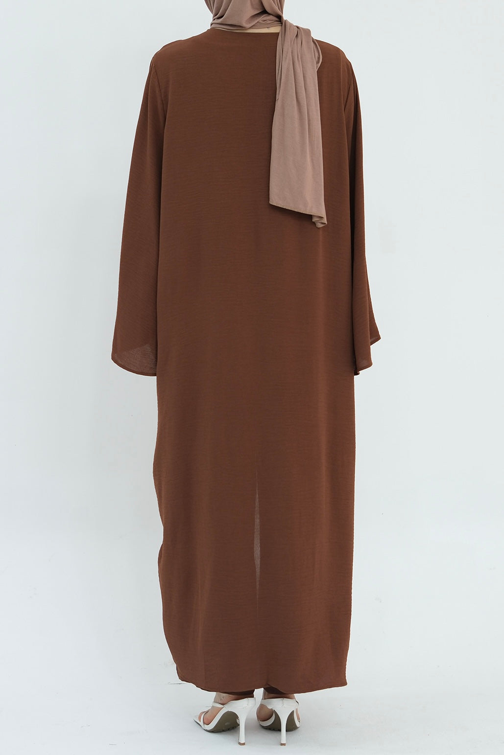 Sadia Stylish Casual Three-Piece Abaya Set 779-Coffee