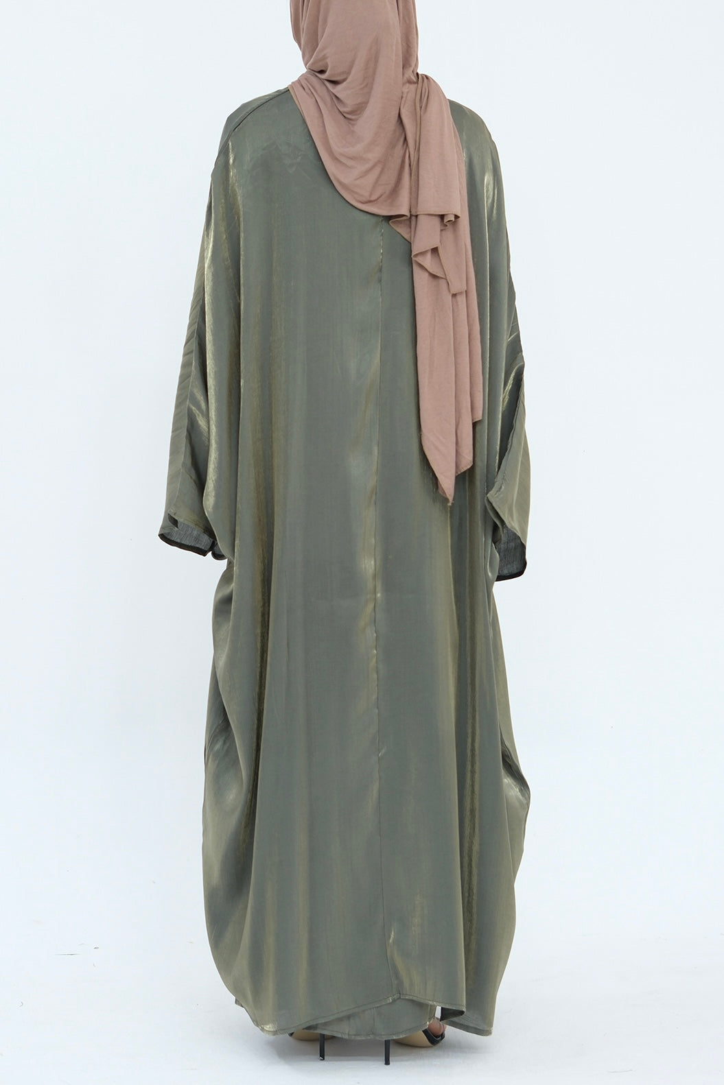 Sania Metallic Shimmer Modest Abaya Set 808 -Army Green