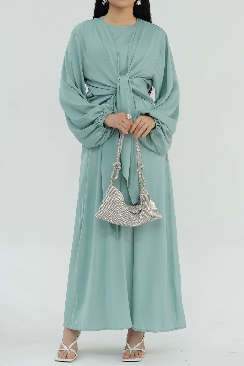 Ablah Two-Piece Modest Abaya Set 815 - Mint Green