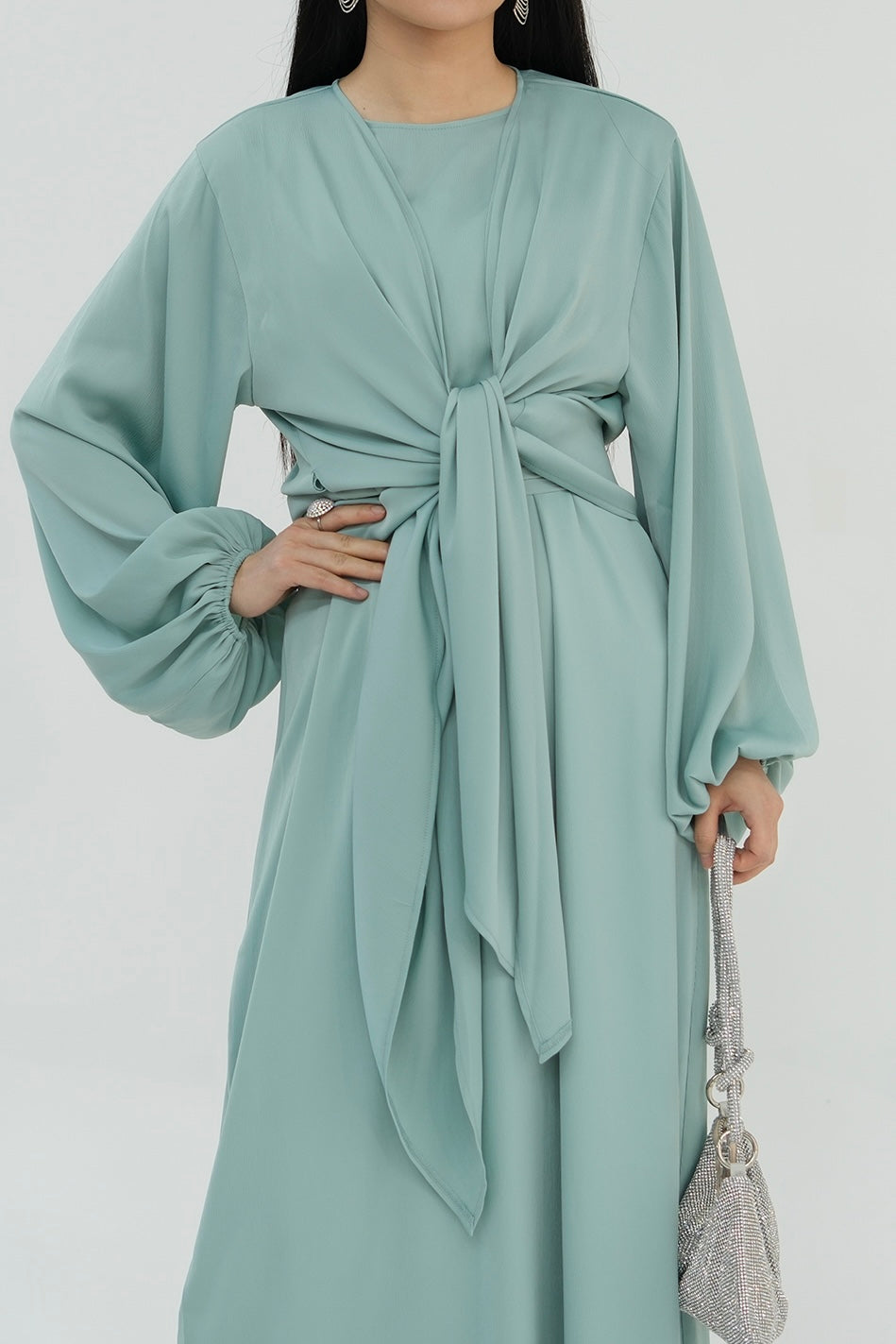 Ablah Two-Piece Modest Abaya Set 815 - Mint Green