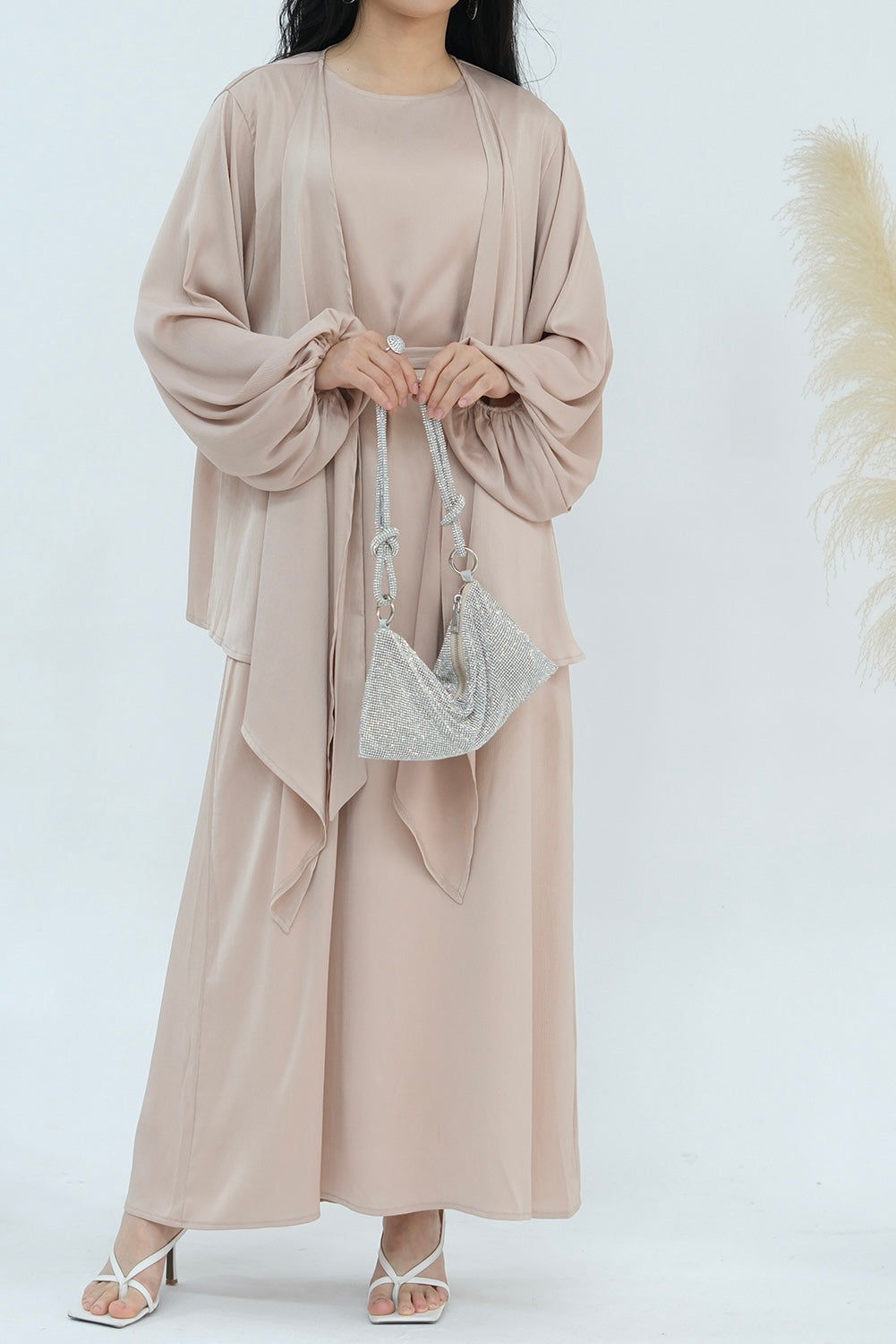 Ablah Two-Piece Modest Abaya Set 815 - Khaki