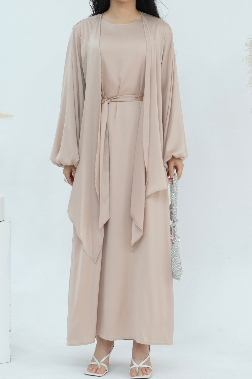 Ablah Two-Piece Modest Abaya Set 815 - Khaki