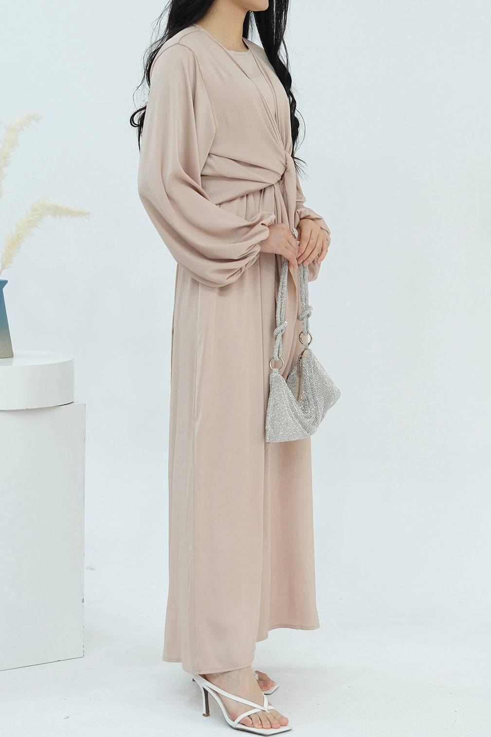 Ablah Two-Piece Modest Abaya Set 815 - Khaki