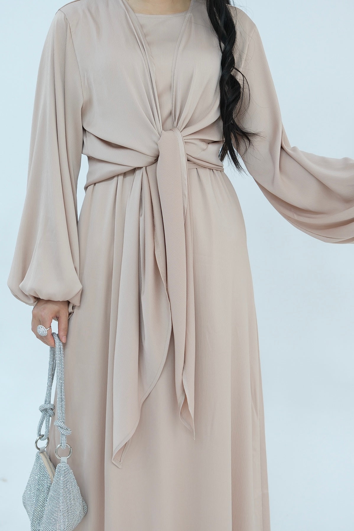 Ablah Two-Piece Modest Abaya Set 815 - Khaki