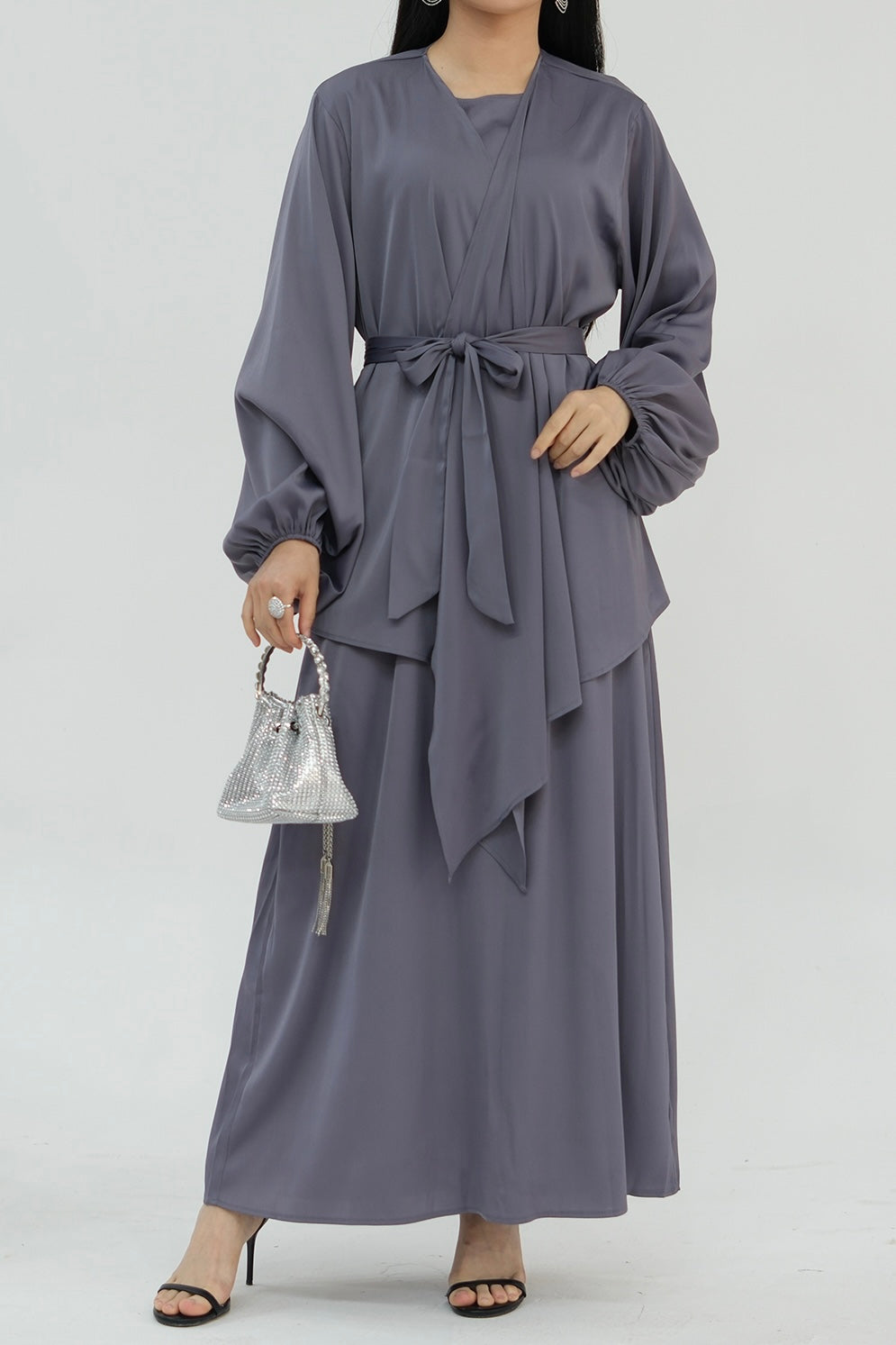 Ablah Two-Piece Modest Abaya Set 815- Violet