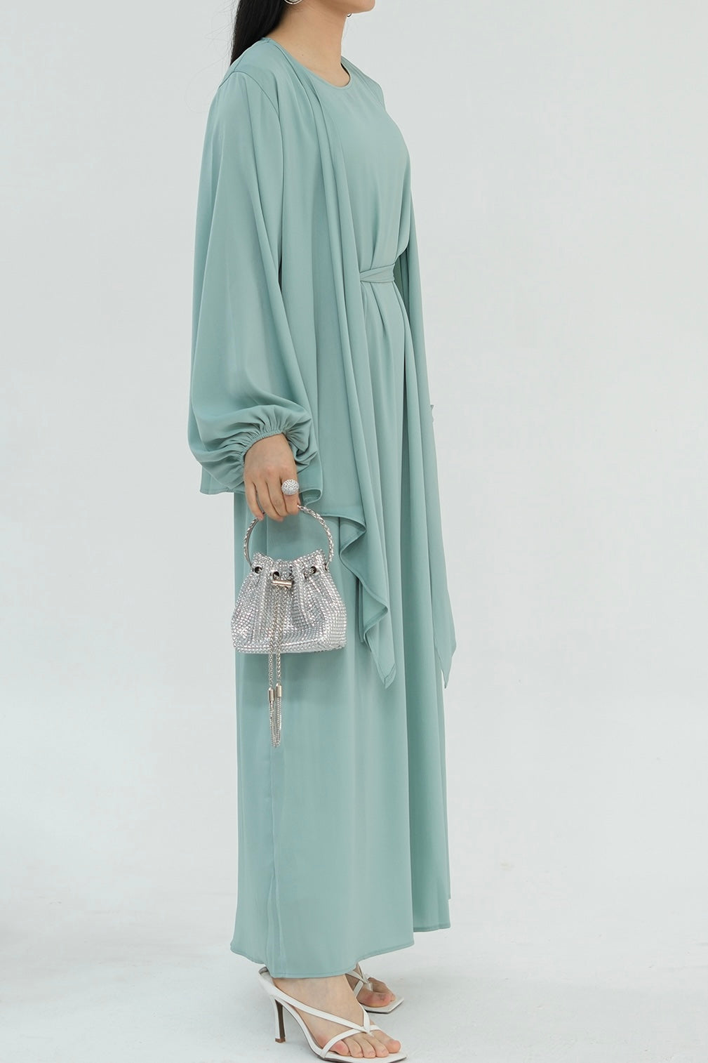 Ablah Two-Piece Modest Abaya Set 815 - Mint Green