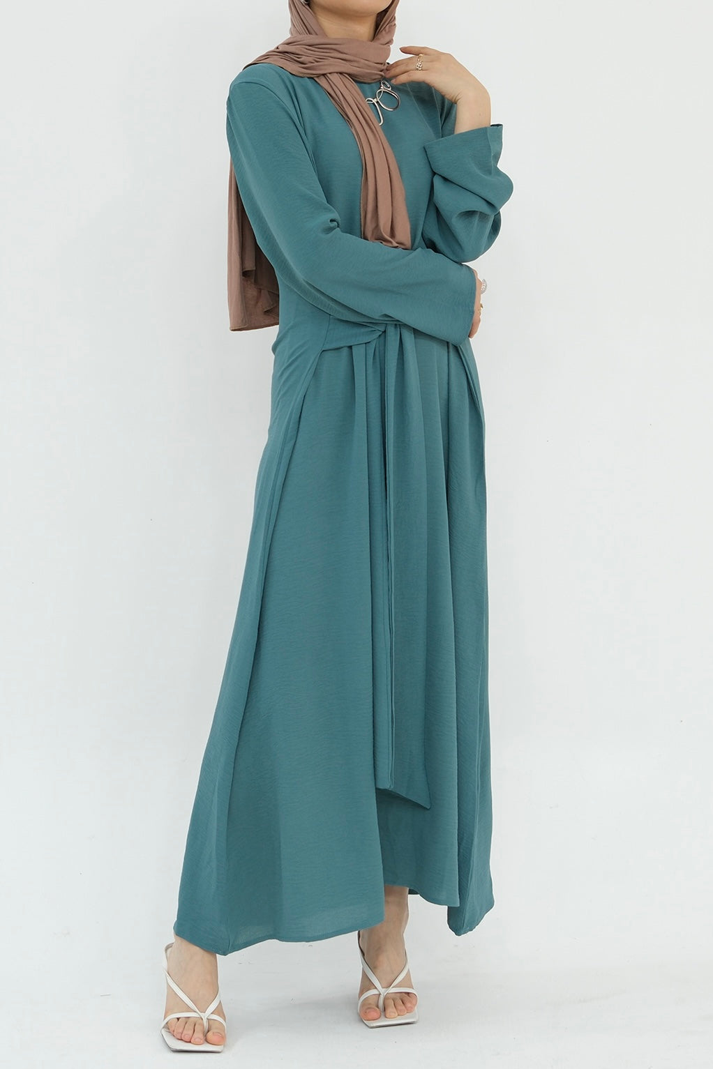 Hanadi Wrap Maxi Dress Abaya 822 - Teal Blue