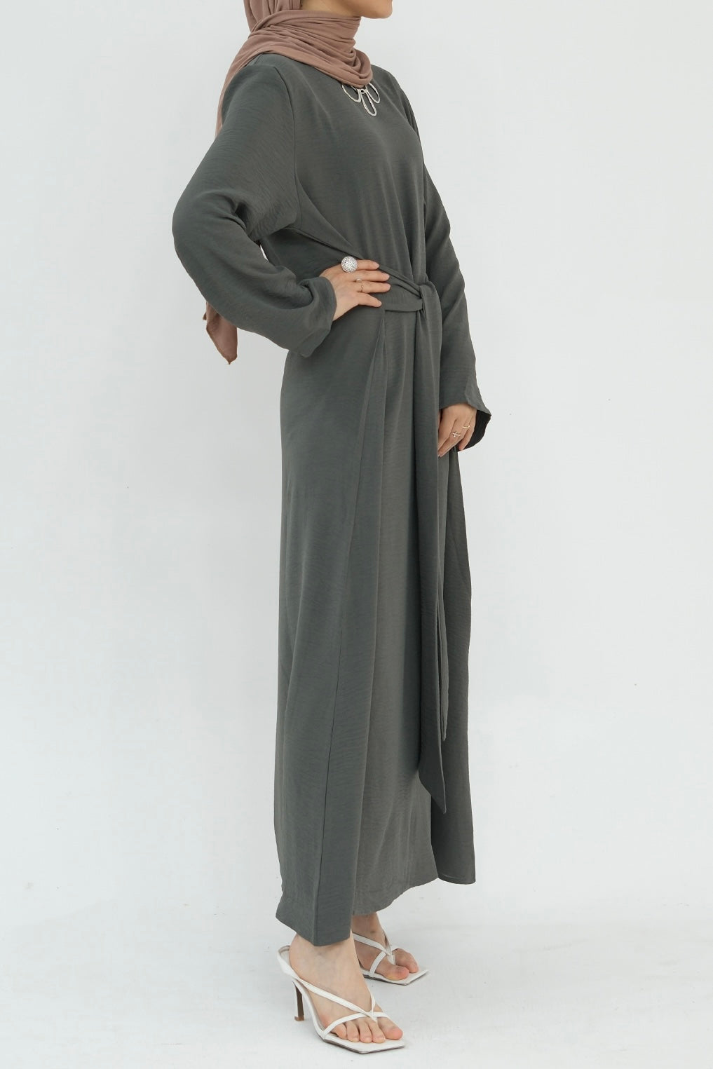 Hanadi Wrap Maxi Dress Abaya 822 - Gray