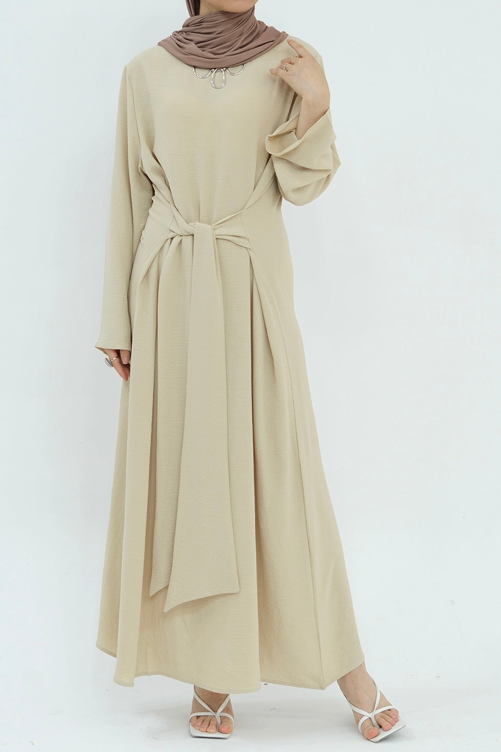 Hanadi Wrap Maxi Dress Abaya 822 - Beige