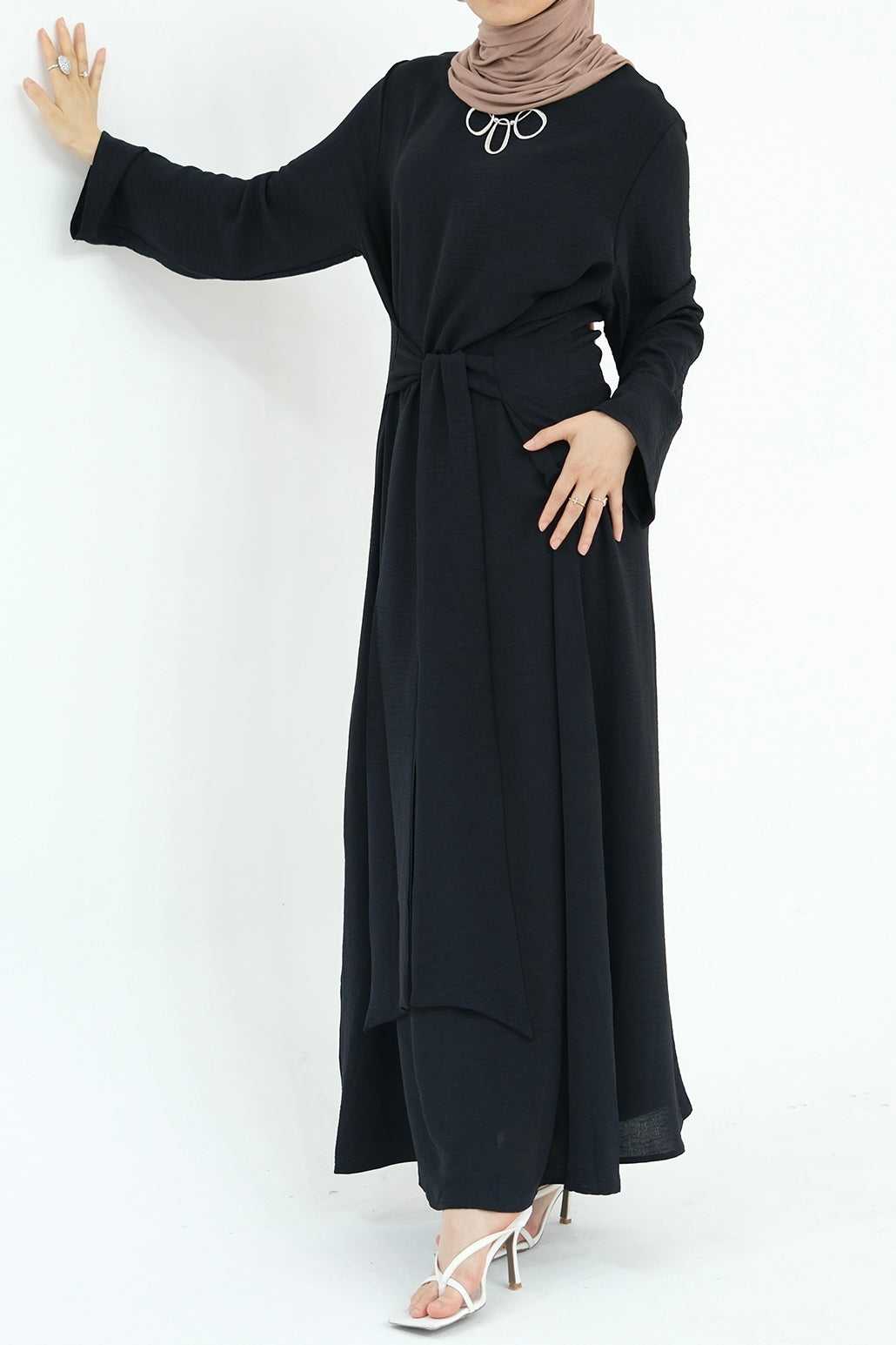 Hanadi Wrap Maxi Dress Abaya 822 - Black