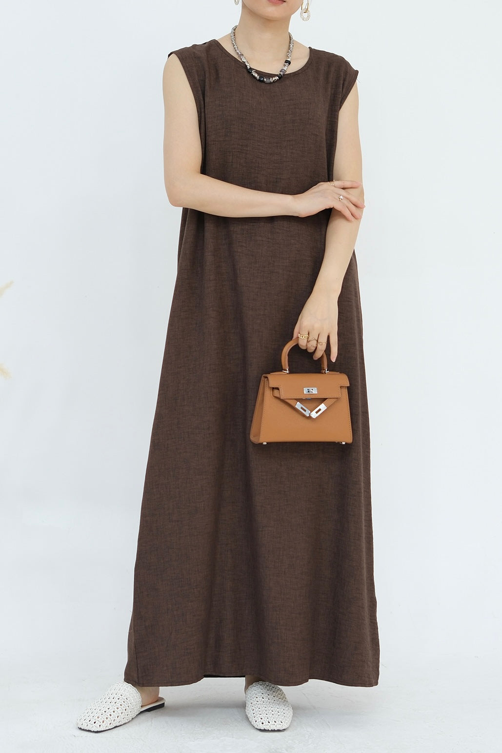 Najwa 2PCS Modest Abaya Set with belt 823 - Coffee