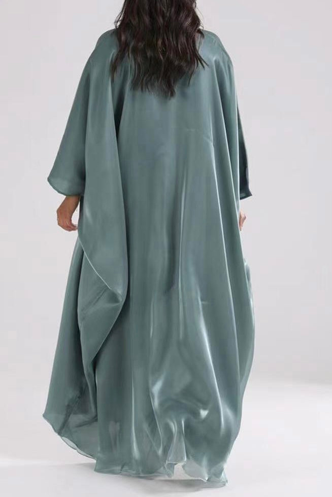 Anita Shiny Batwing Butterfly Sleeve Maxi Dress  Kaftan Abaya 770 - Green